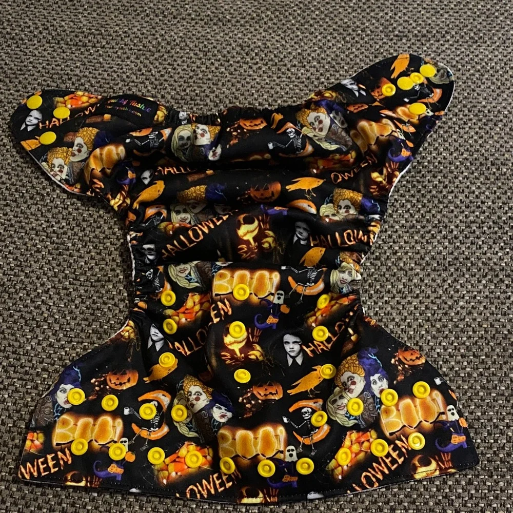 Chic White Diaper Cover with Yellow Accents